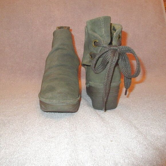 Fly London Yama Ankle Boots Size 38 7.5 8 Suede Platform Lug Wedge Slouchy Boho - Picture 2 of 10